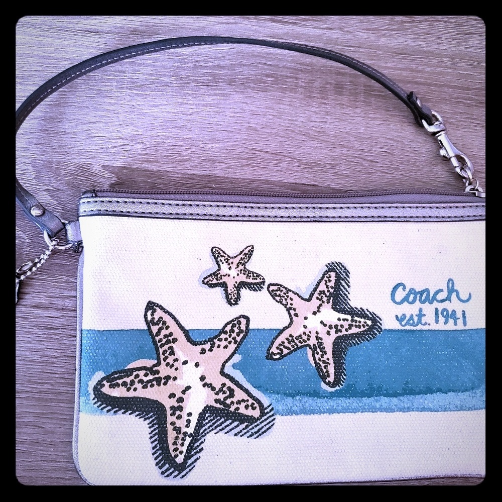 Coach canvas starfish wristlet